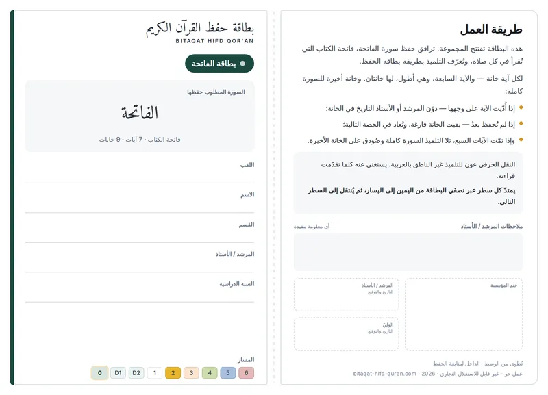 بطاقة الافتتاح — الوجه الأمامي