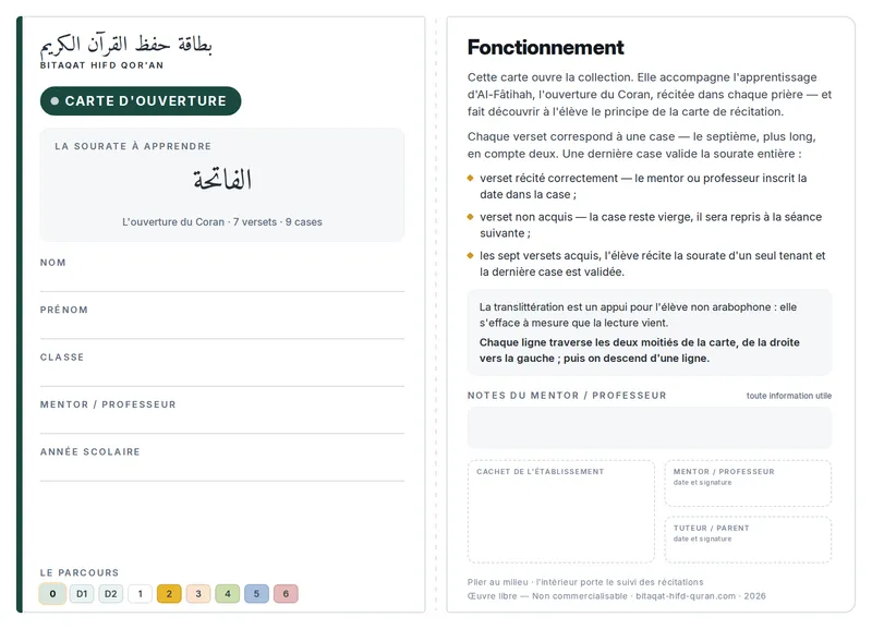 Carte d'ouverture — recto