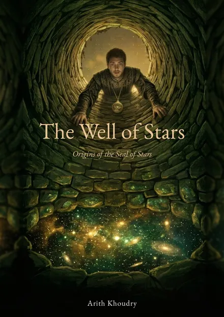Cover of The Well of Stars: a young man leans over a stone well whose depths open onto a sky full of stars.
